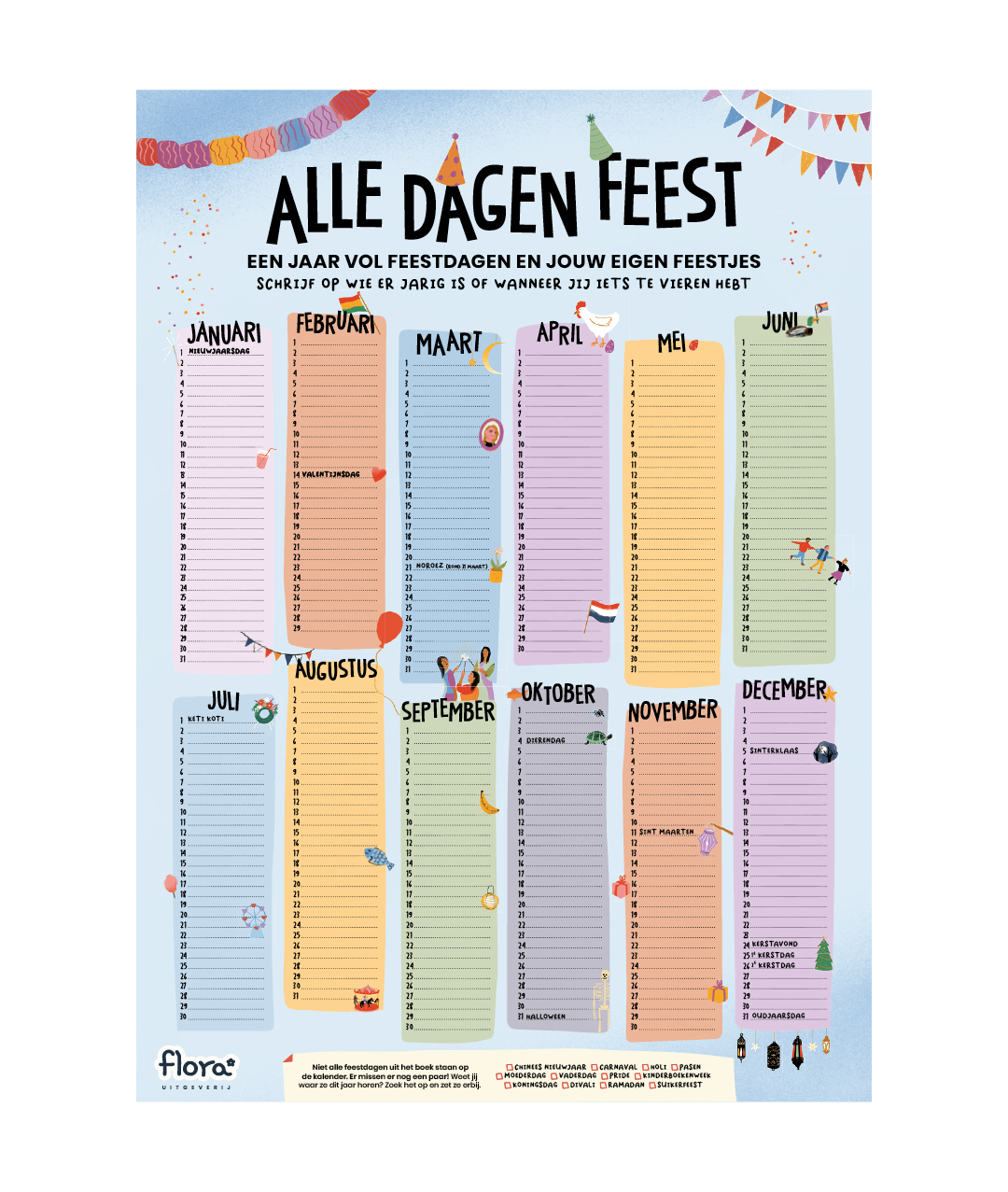 Alle dagen feest + bijpassende A2 kalenderposter