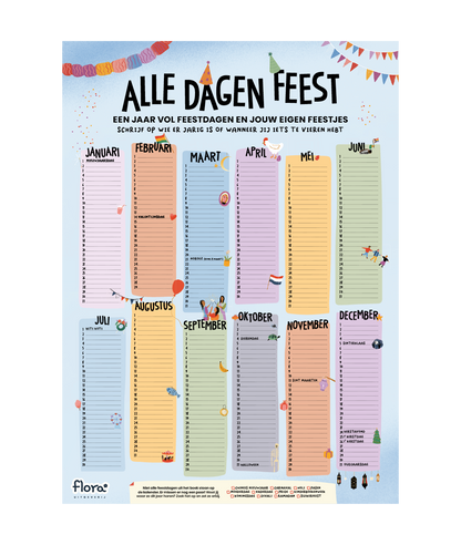 Alle dagen feest + bijpassende A2 kalenderposter